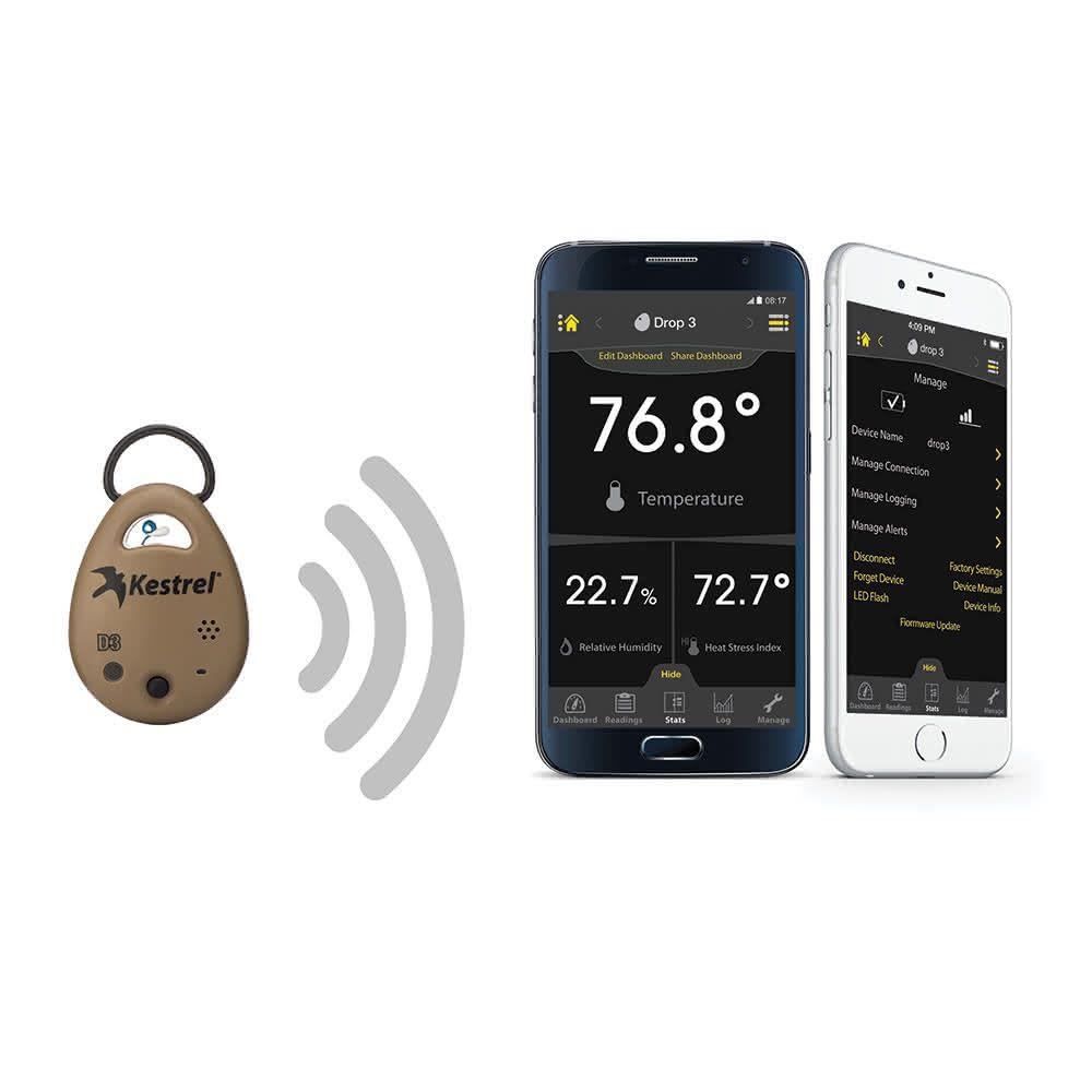 Kestrel DROP D3 Ballistics Bluetooth Data Logger - Temperature | Humidity | Pressure - ExtremeMeters.com