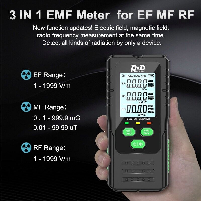 FoU 3 i 1 EMF Meter, EF, MF, RF
