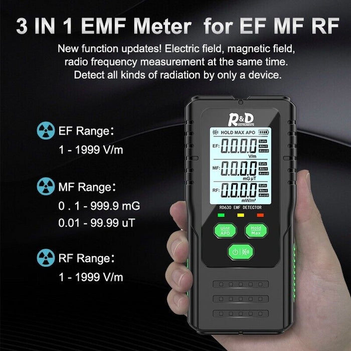 R&D 3 in 1 EMF Meter, EF, MF, RF