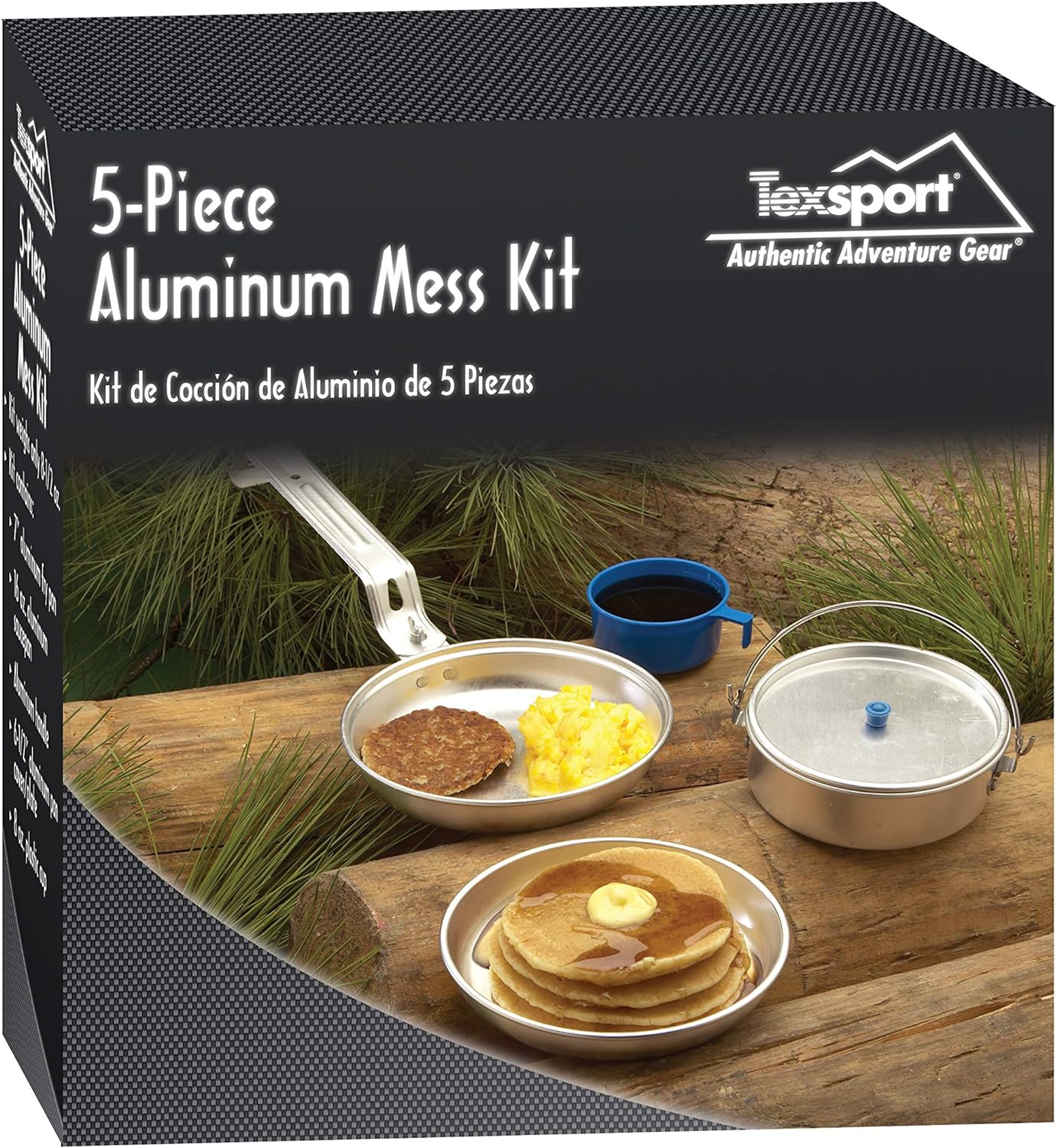 Texsport 5 Piece Aluminum Outdoor Camping Cookware Mess Kit