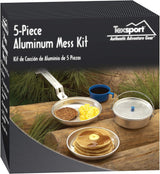 Kit de bagunça de panelas de acampamento ao ar livre de alumínio Texsport de 5 peças