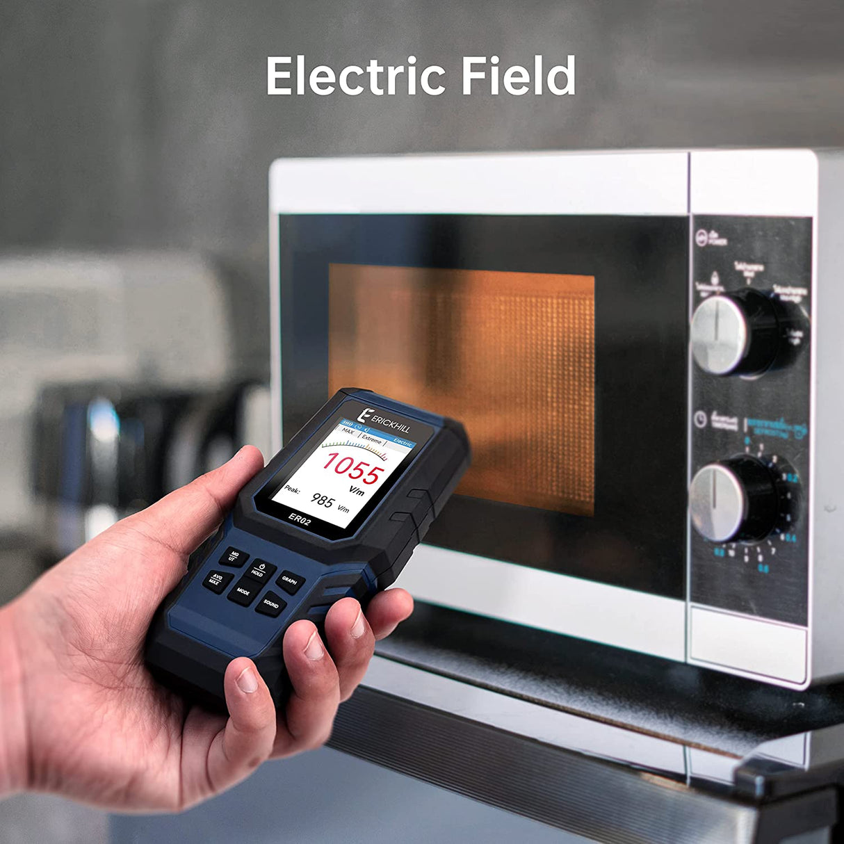 ERICKHILL Hand-held Rechargeable 3 in 1 Digital LCD EMF Detector - ExtremeMeters.com