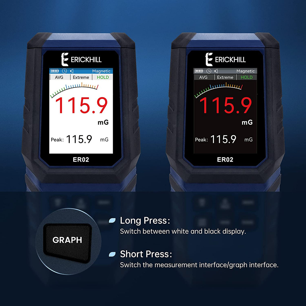 ERICKHILL Hand-held Rechargeable 3 in 1 Digital LCD EMF Detector - ExtremeMeters.com