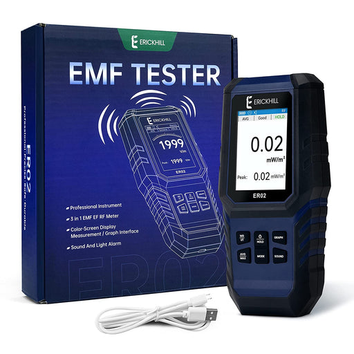 ERICKHILL Hand-held Rechargeable 3 in 1 Digital LCD EMF Detector - ExtremeMeters.com