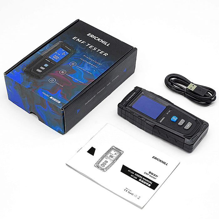 ERICKHILL Hand-held Rechargeable Digital LCD EMF Detector - ExtremeMeters.com