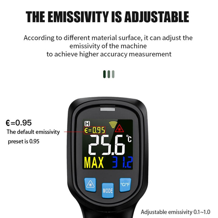 Mestek IR03A Infrared Thermometer Non-contact Temperature Meter Color LCD Screen - ExtremeMeters.com