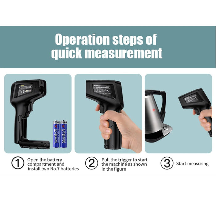 Mestek IR03A Infrared Thermometer Non-contact Temperature Meter Color LCD Screen - ExtremeMeters.com