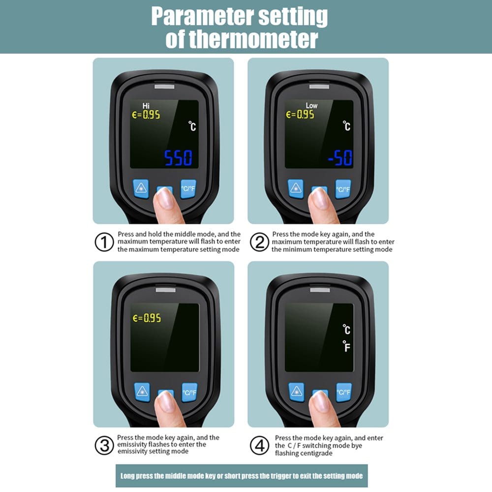 Mestek IR03A Infrared Thermometer Non-contact Temperature Meter Color LCD Screen - ExtremeMeters.com