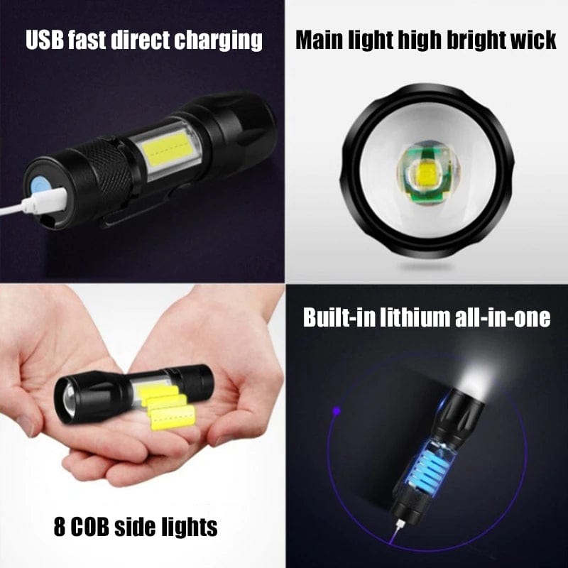 Lampe de poche rechargeable mini torche LED 
